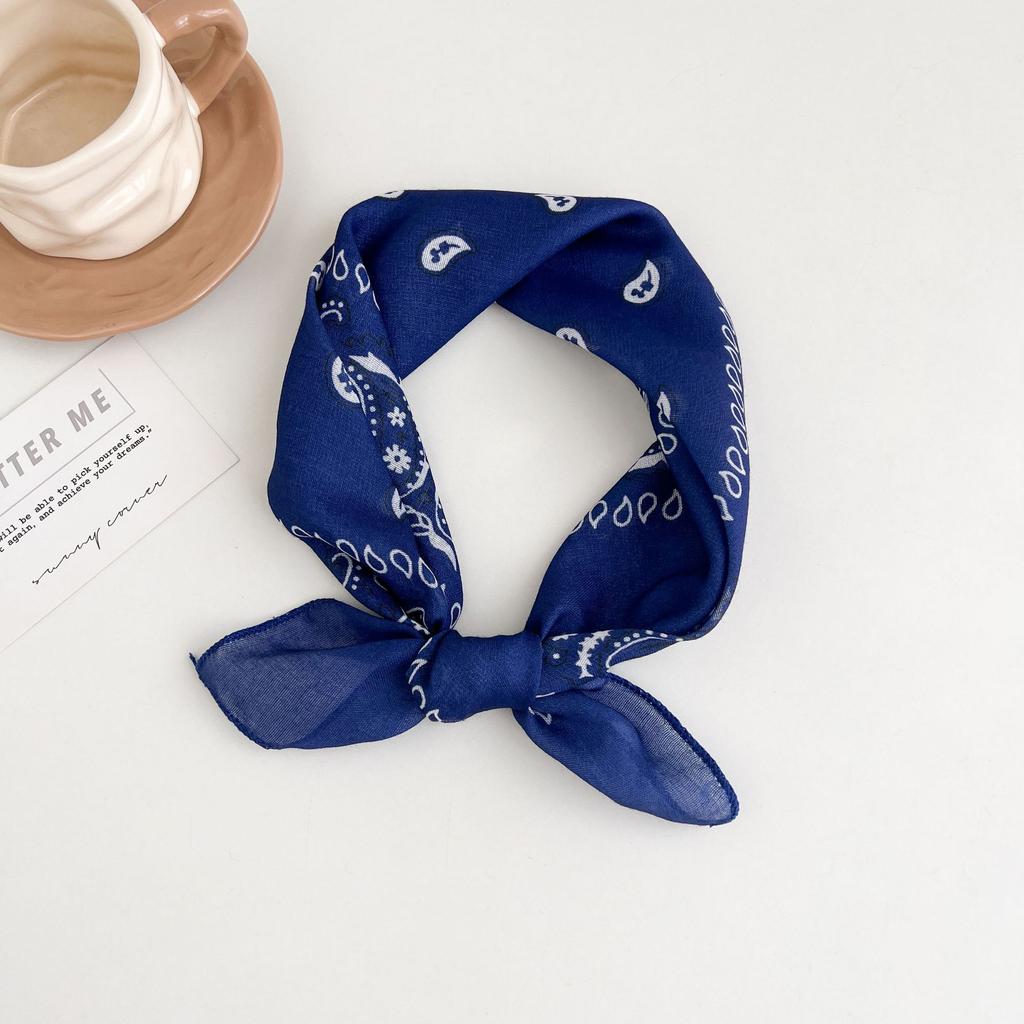Japanese retro literary and artistic style 18 cotton and linen cashew flower silk scarf thin square scarf high-end fashion versatile accessories scarf