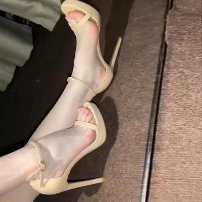 Fashion Sexy Single Strap Buckle Peep Toe High Heel Sandals Women Slim Heel Ultra High Platform Versatile Shoes