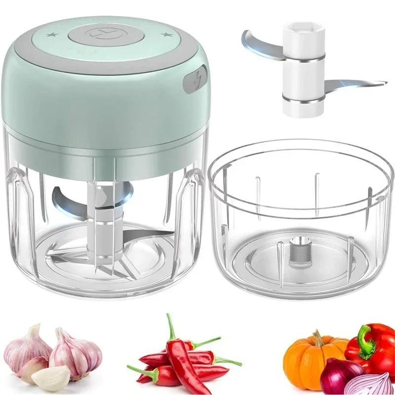Mini USB Wireless Electric Food Chopper, Garlic Masher, Press Mincer for Vegetable, Chili and Meat, 100/250ml Kitchen Tools