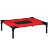 Raised Dog Bed Cat Elevated Lifted Portable Camping w/ Metal Frame Black and Red (Small)