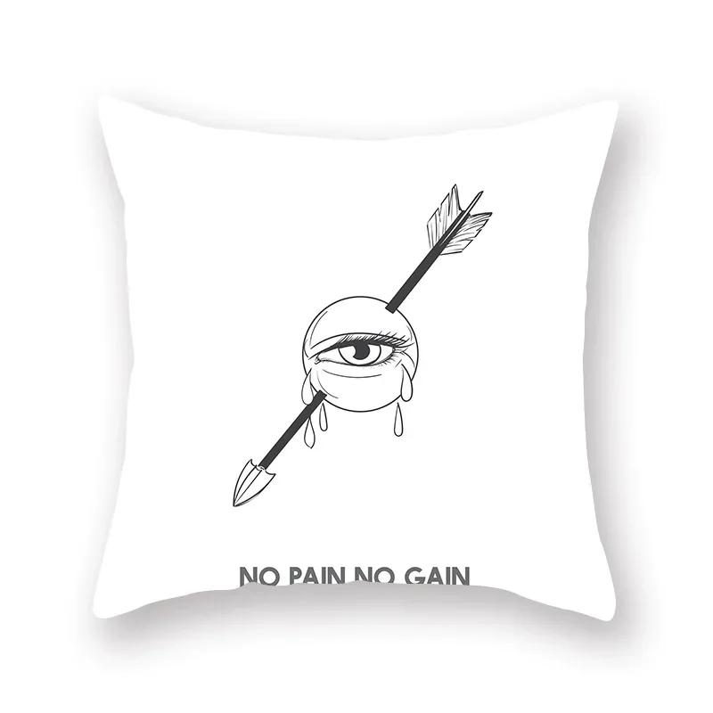 45x45cm Fashion Black Grey Lip Eye Print Pattern Pillow Case Home Living Room Sofa Decoration Cushion Cover