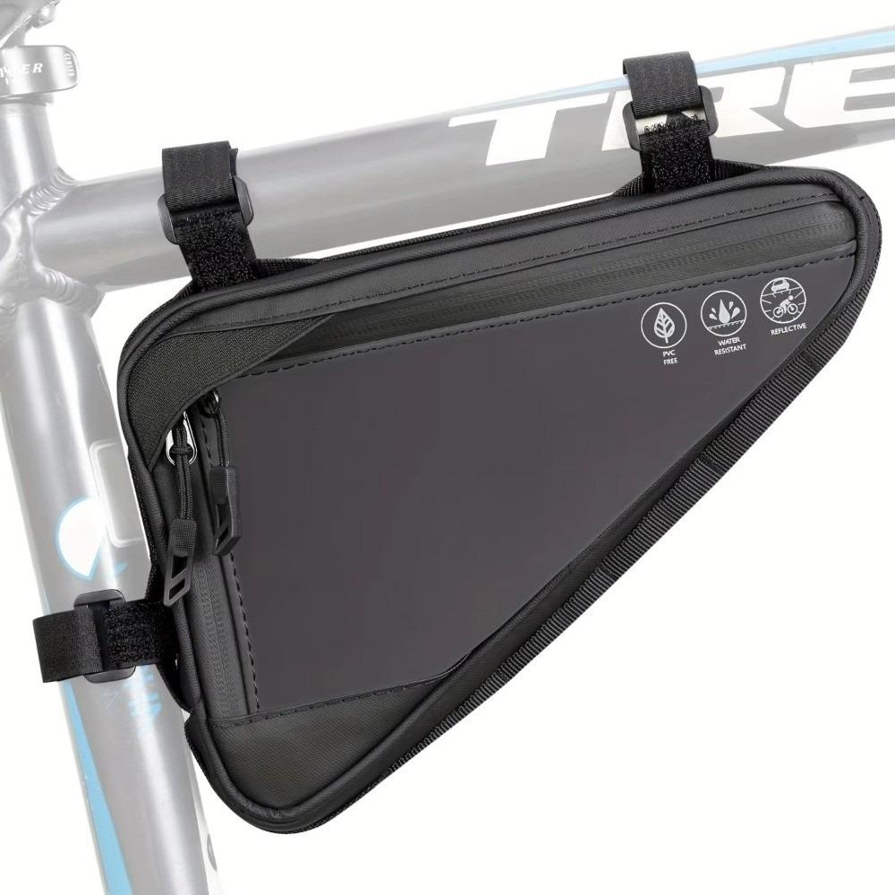 

2.1L Capacity Bicycle Frame Bag Waterproof Reflective Design Cycling Top Tube Bag Front Mount Triangle Shape Bike Storage Bag чорний