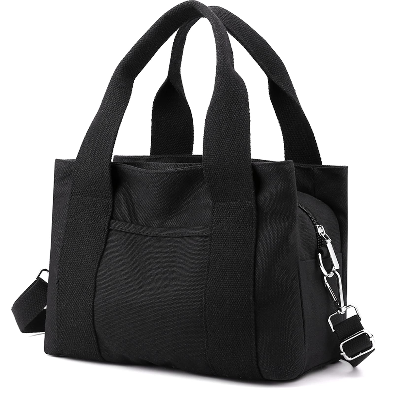 

Canvas Handbag Shoulder Bag Small Casual Top Handle Tote Crossbody [zhongningyifeng] Women s Multi-Pocket (black) чорний