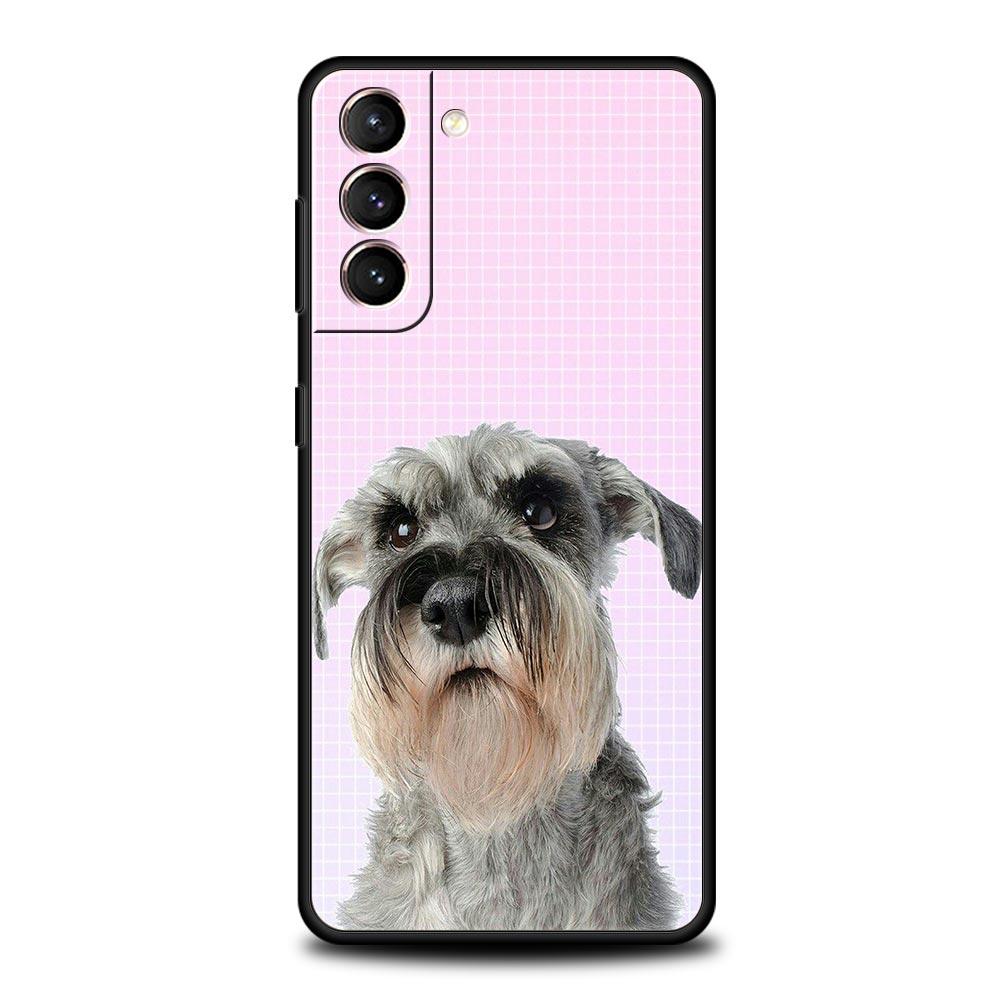 Cartoon Schnauzer Dog Phone Case For Samsung Galaxy S24 S23 S22 S20 Ultra S21 FE 5G S10 S9 Plus S10E S8 Soft Silicone Cover