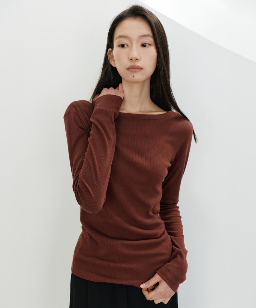 URAGO Back U-Neck Ribbed T-Shirt_3Colors