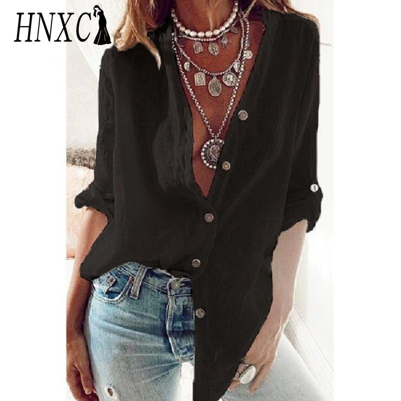 HNXC Women's Fashion Casual Solid Color Print Short Sleeve POLO Neck Blouses & Shirts