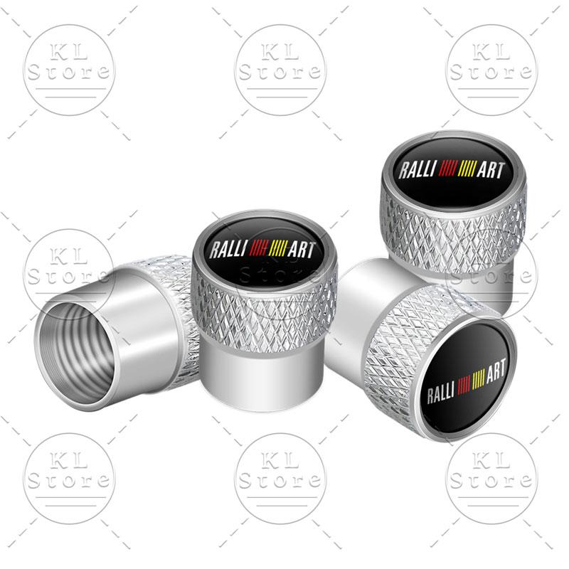 4 stuks Auto Styling RalliArt Embleem Wiel Band Ventieldopjes Stuurpen Hoes Stofkappen Voor Mitsubishi RalliArt Lancer 9 10 Asx Outlander