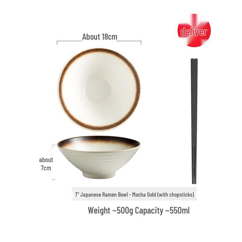 Japanese Underglaze Ceramic Noodle Bowl
