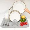 Dish Drying Mat and Rack Super Absorbent Kitchen Draining Pad for Pot Plate Pan Bowl Utensils Cookware Vegetable