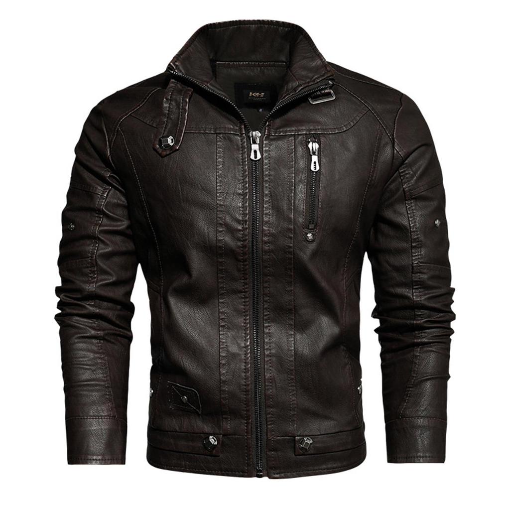 Men's Lapel Leather Jacket High Quality Simulated Leather PU Jacket Motorcycle Jacket