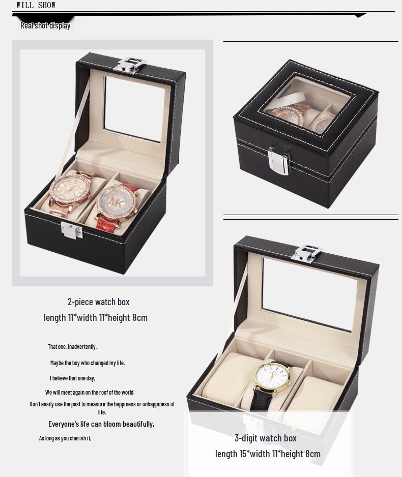 Leren Displaykast voor Horloges en Sieraden met Meerdere Sleuven en Dakraam