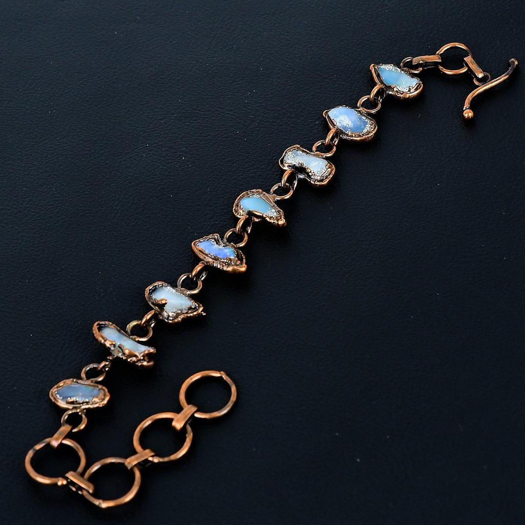 Rainbow Moonstone Bracelet Gemstone Jewelry, Copper Electroformed Bracelet, Adjustable Handmade Beautiful Jewelry Bracelet