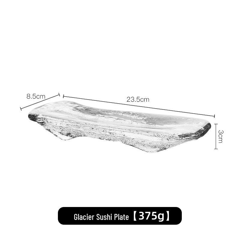Japanese Style Glass Sushi and Dessert Plate - Rectangular Tray for Sashimi and Western Food