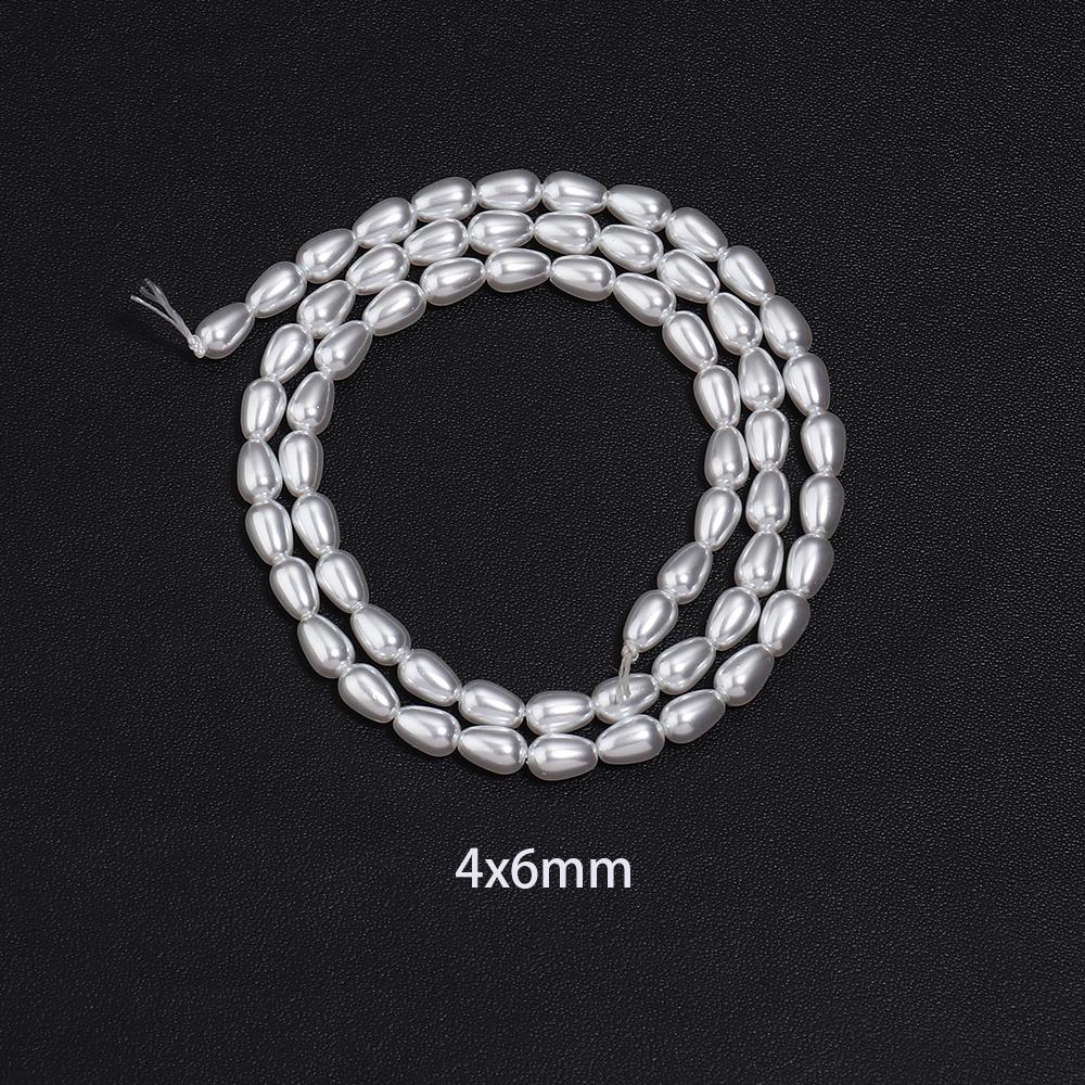 1 Strand Multisize Water Drop Shape Pearl Beads White Loose Spacer Glass Beads For DIY Charms Bracelet Necklace Jewery Accessory