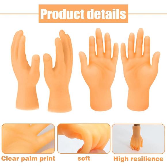 2Pcs Tiny Hands Finger Puppets Mini Hand Toy Fake Fingers Funny Prank Toy for Cat Kids Halloween Party DIY Doll House Decoration 6