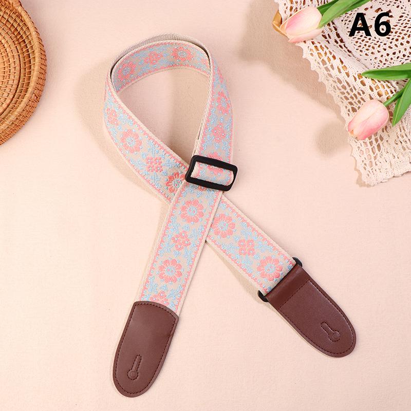 Gitarrengurt Bass Baumwolle Leder Stickerei Gurte Verstellbarer Halsgurt E-Gitarre Akustikgitarre Bass Zubehör