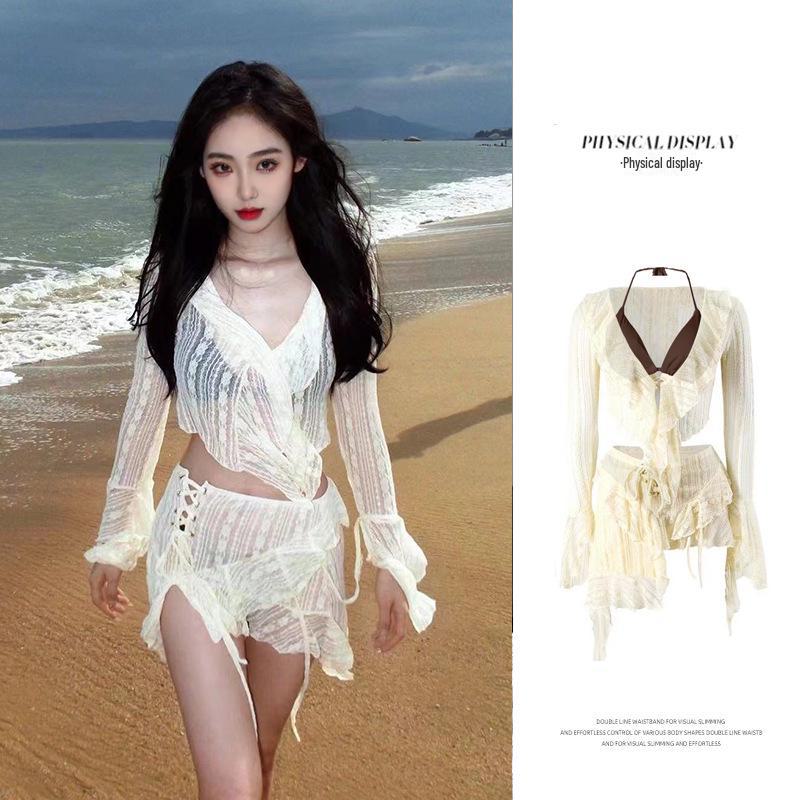 

Женский комплект бикини из четырех предметов в сказочном стиле 2024 года: Сексуальный, Элегантный, Чистое Желание для Маленькой Груди One Size for Wholesale кофейный