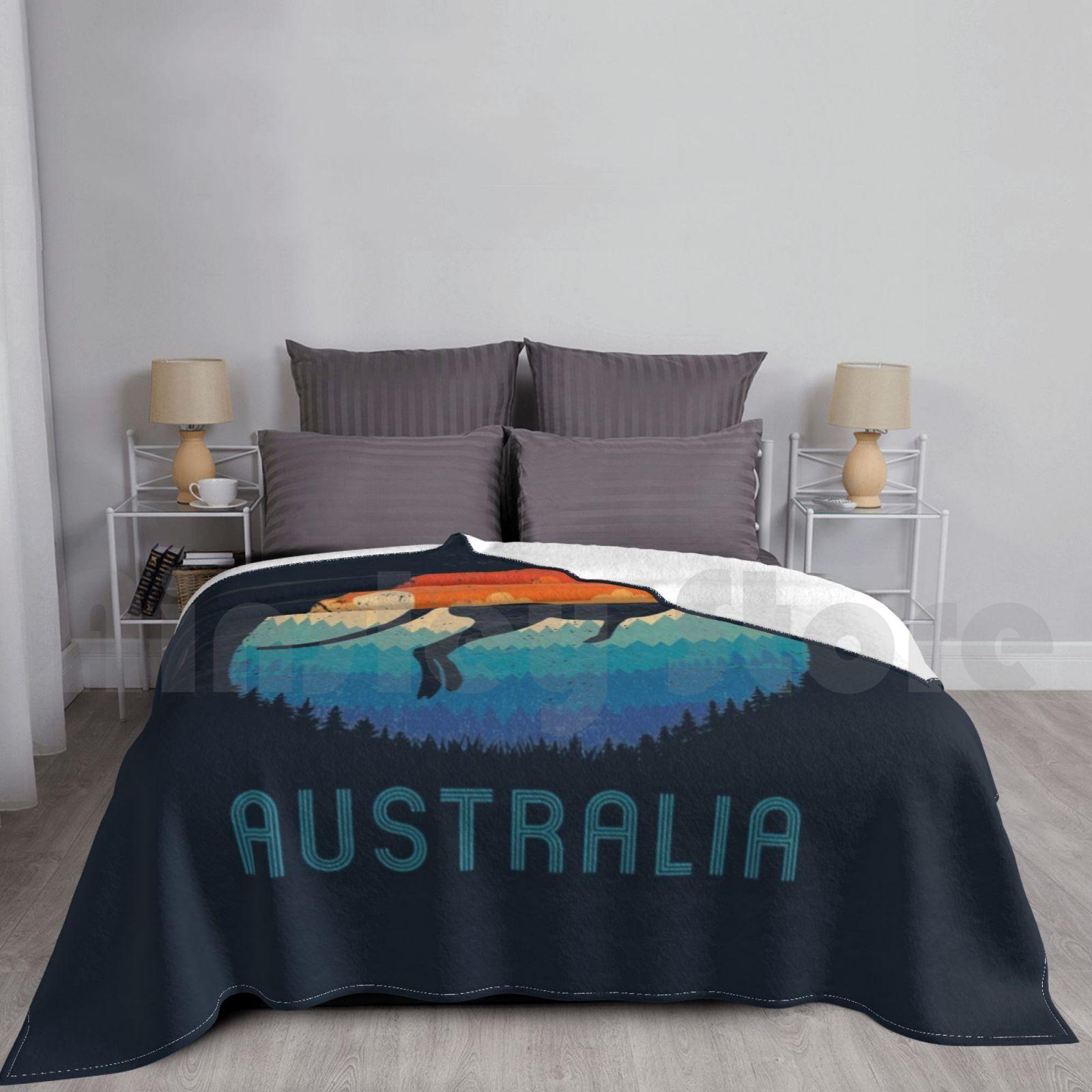 Australia Kangaroo Retro Blanket Fashion Custom Australia Kangaroo Outback Aussie Pride Australian Day Perth Size: 75*100cm, Weight: 230 GSM