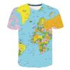 3D Printed World Fashion Map T Shirt Men's Harajuku Pattern Tees Summer Street Loose T-Shirts Short Sleeves
