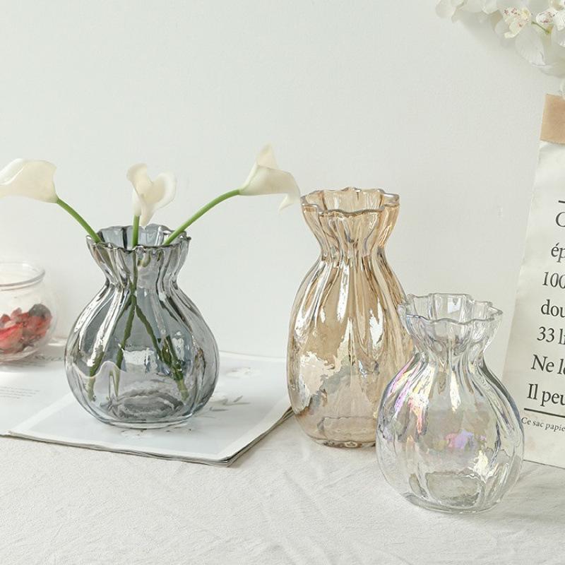 Internet Celebrity Style Transparent Glass Vase for Hydroponic Flower Arrangements - Gypsophila Display for Living Room or Dining Table