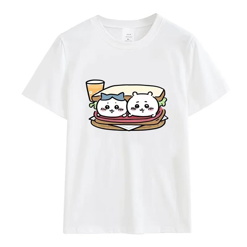 MINISO Kawaii Anime Summer Japan Mniniso Awesome T-shirt Popular Women Men Short-sleeved Casual Wear Chiikawa T-shirt