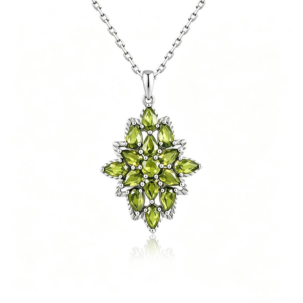 Beautiful Natural peridot August Birthstone Necklace for Women 925 Sterling Silver Jewelry Beautiful Anniversary Gift M