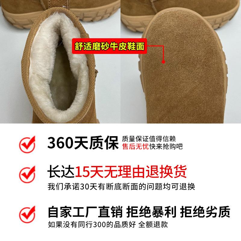 Leather Snow Boots for Women 2025 Winter New Velvet Warm Women's Boots Retro Short Boots Fashion Boots for Women