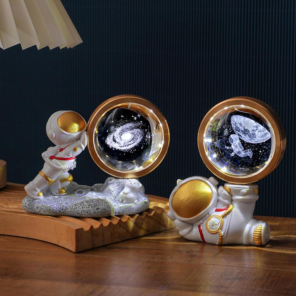 3D Glass Ball Night Light Bedside Lamp Degree Rotating Table for Crafts Kids