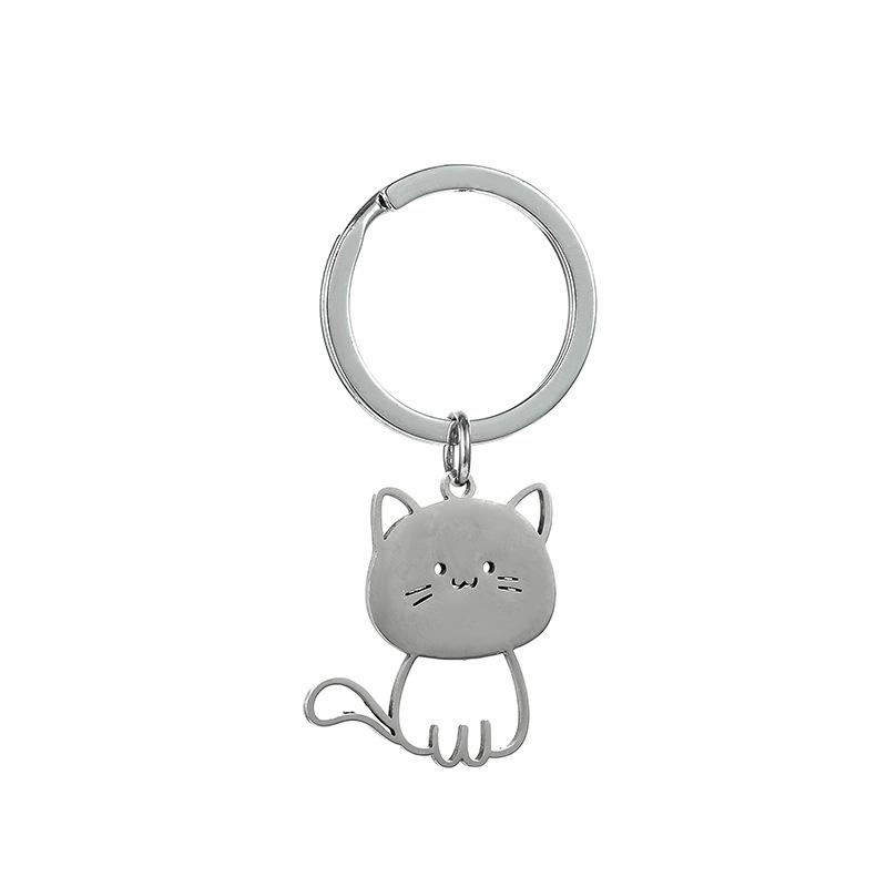 

Кошачья Косточка Кошка Нержавеющая Сталь Брелок Милый Мультяшный Согласованный Стиль Модный Пара Друг Подвеска Практичное Украшение для Сумки