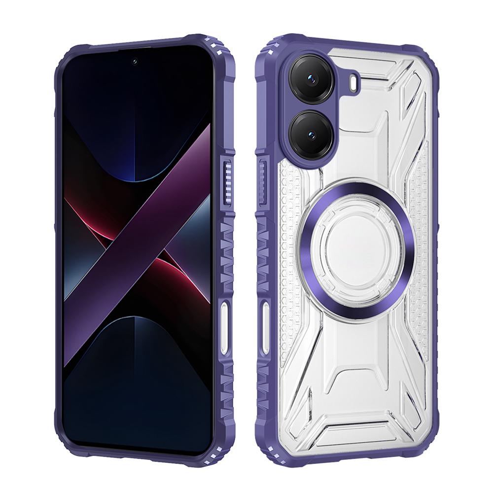 KEYSION Transparent Magnetic Case for OPPO A6x 4G 5G Soft Silicone+PC Heavy Duty Shockproof Phone Back Cover for OPPO A6t 4G 5G