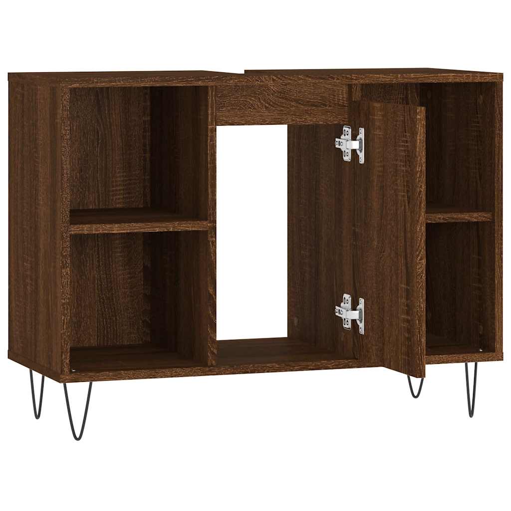 Bathroom Cabinet Brown Oak Effect 80 x 33 x 60 cm Engineered Wood
