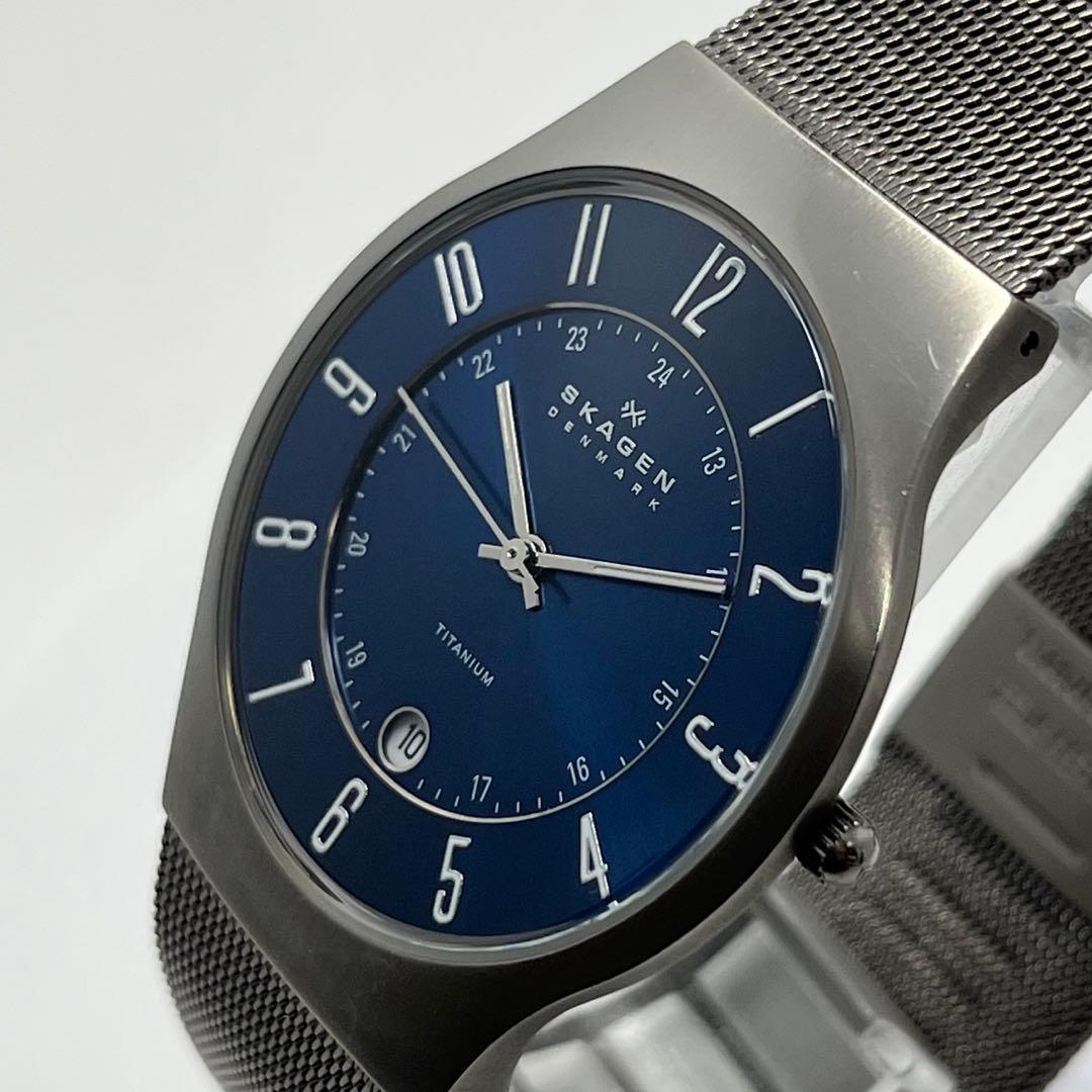Used Extreme Beauty SKAGEN 233XLTTN Blue Dial Titanium Date Quartz