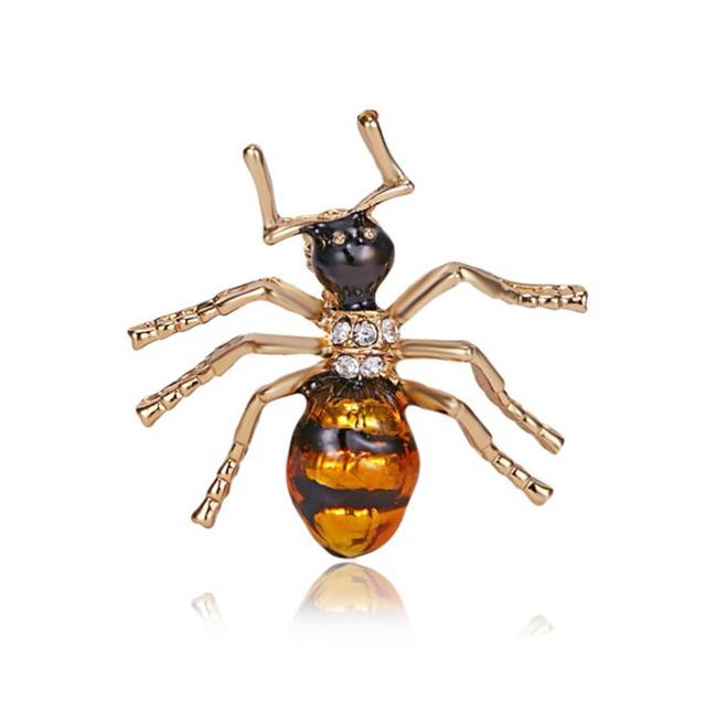 Voguish Stylish Enamel Insect Series Brooches Women Men Delicate Little Bee Pin Brooch Crystal Stone Rhinestone Brooches Pin Jewelry Souvenir