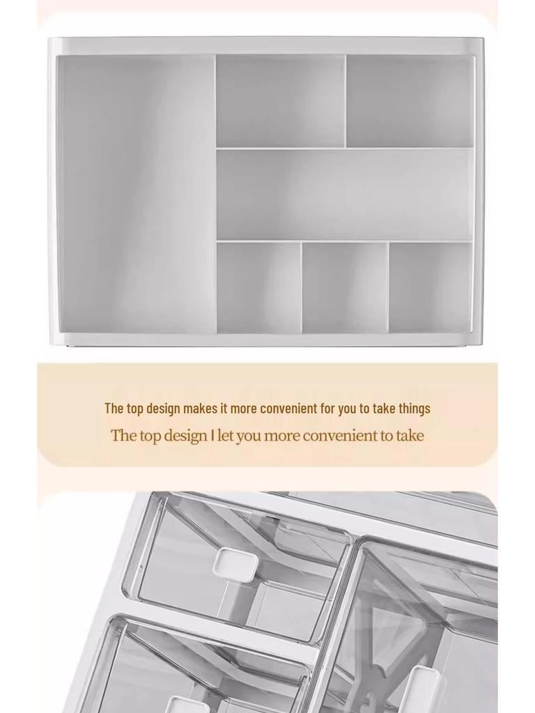 Cosmetic Storage Box with Drawers for Lipstick & Skincare - Compartmentalized Desktop Organizer for Dressing Table