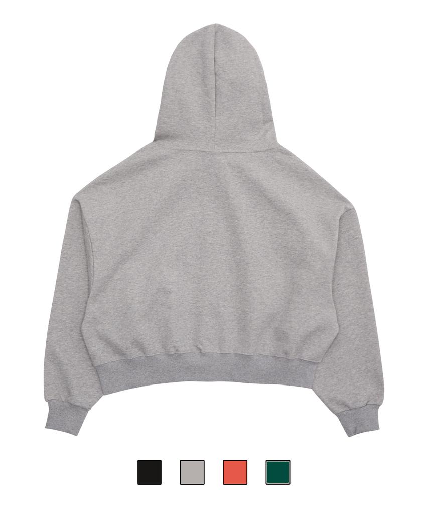 Cream Soda Lab Plain All Season Two-Way Crop Zip-Up Hoodie Gray