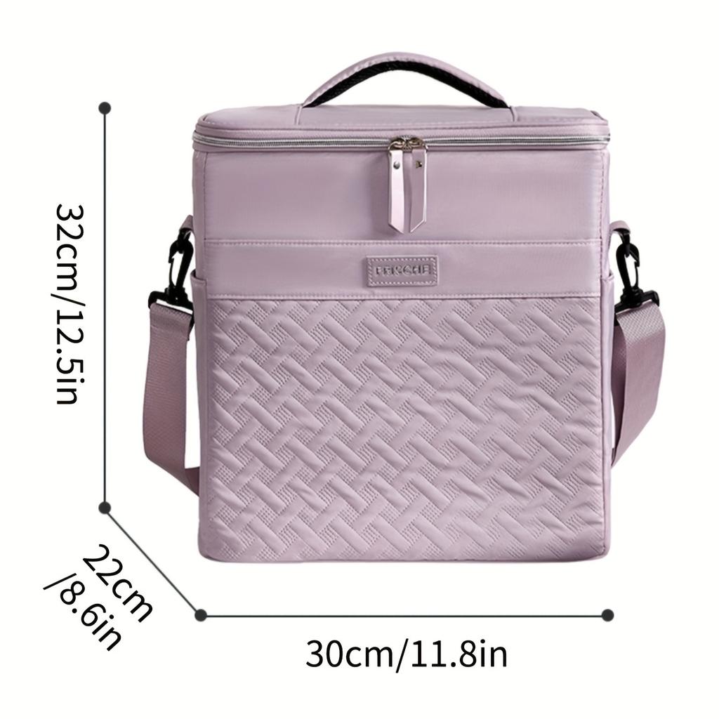 Polyester Insulated Picnic Bag For Camping - Leakproof Shoulder Cooler Tote, Large Capacity Thermal Lunch Bag
