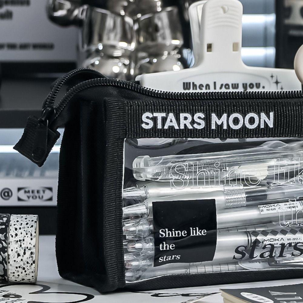 Triangle Stationery Storage Bag Three-dimensional Transparent Zipper Pouch Stationery