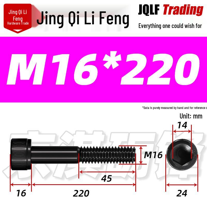 Hex Socket Head Cap Screw, Half Thread, M12-M18, High-Strength, Blackened Cylindrical Head, Knurled Bolt