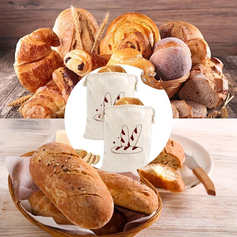 Reusable Linen Bread Storage Bags Natural Unbleached Cotton Linen Bread Keeper Eco-Friendly Bread Storage Pouch for Bread, Loaf & Sourdough