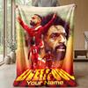 Custom Text Flannel Throw Blanket, Lightweight Cozy Bed Sofa BlanketMohamed Salah