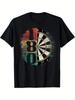 Men's Retro Dart Board 180 Pattern T-shirt, 80s Style T-shirt Printed T-shirt, Ideal Choice for Dart Enthusiasts - Men's Summ...
