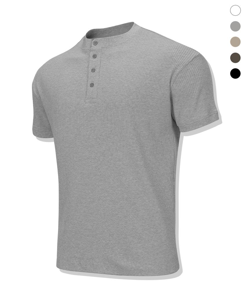 DRIX Ribbed Muscle Fit Henley Neck Half Sleeve_5 Colors