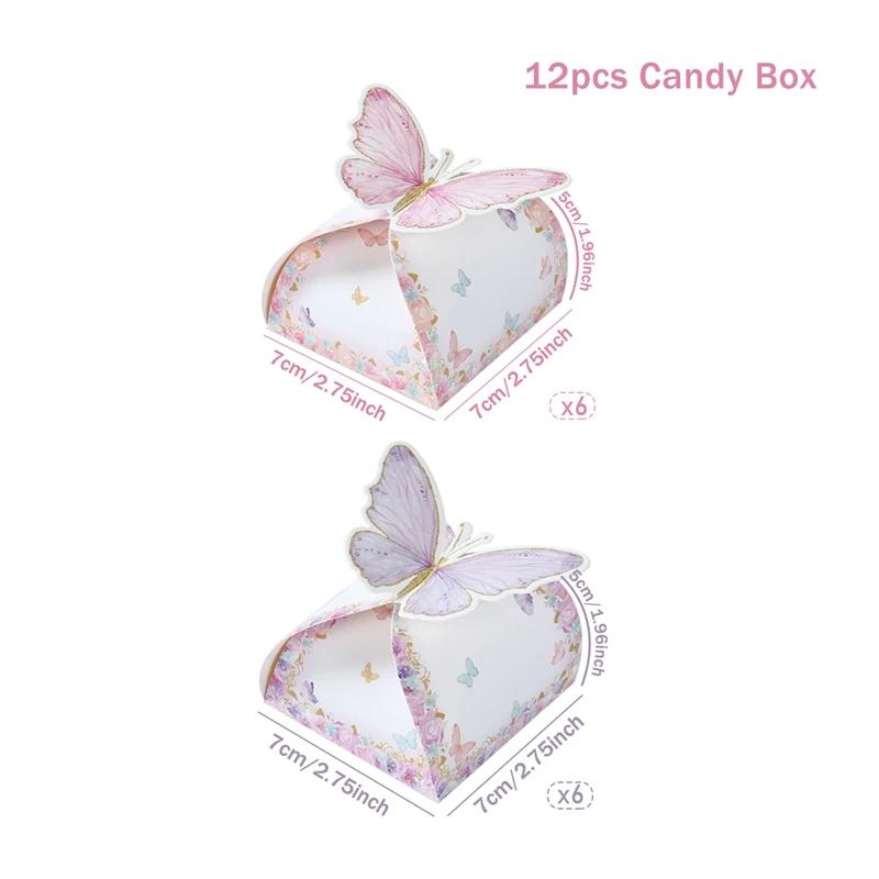 12pcs Butterfly Candy Boxes Gifts Packing Paper Boxes Birthday Party Decorations Girls Wedding Baby Shower Favors For Guest