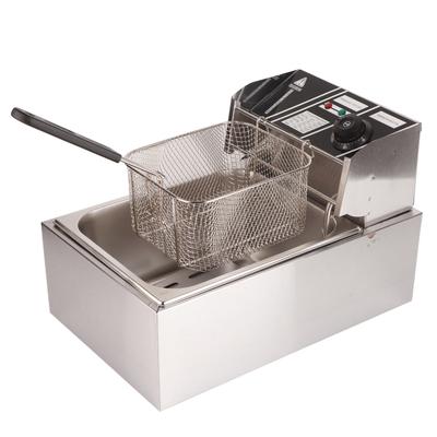 Elektrische Fritteuse, professionelle Fritteuse aus Edelstahl mit einstellbarer Temperatur und Deckelkorb