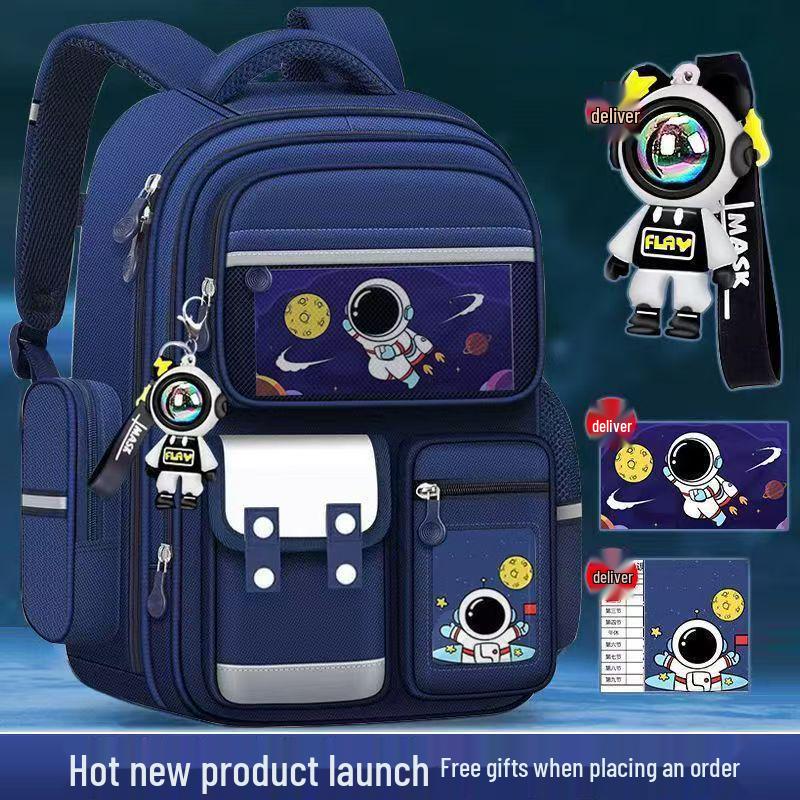 Elementary Boys' Space-Themed Schoolbag with Spine Protection and Burden Reduction