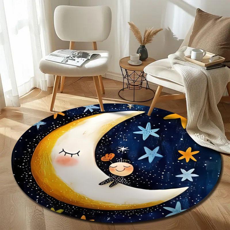 Artistic Round Mandala Multicolor Accent Rug, Non-Slip Floor Mat for Kitchen