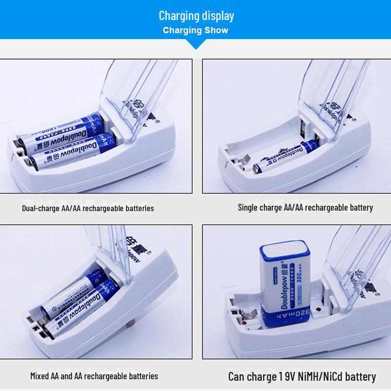 Doppelschacht NiMH-Ladegerät für 5V/7V/9V Akkus, Europäischer Standard