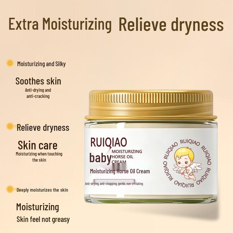 Rui Qiao Baby & Child Moisturizing Horse Oil Cream: Hydrating, Soothing, Non-Greasy Hand, Face & Body Lotion.
