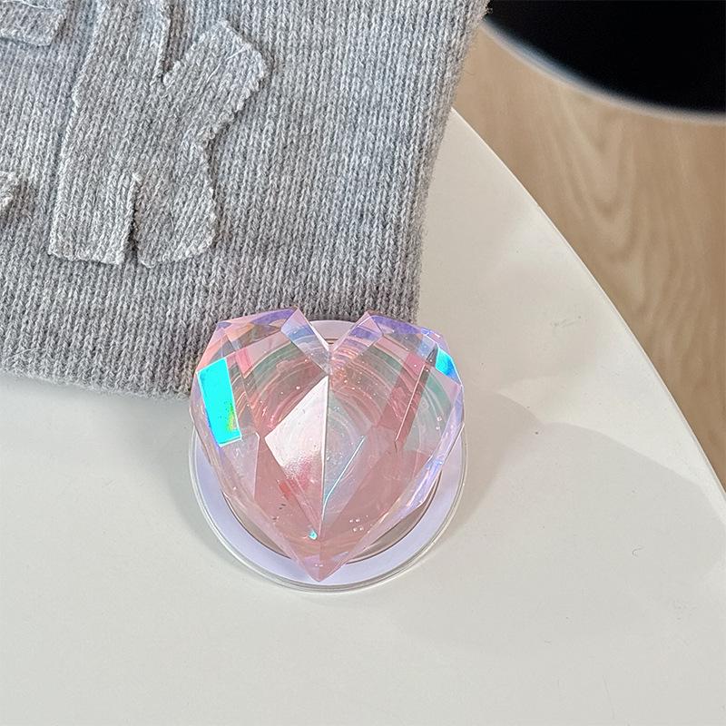 Vibrant Rhombus Heart Magnetic Phone Holder – Transparent, Adhesive, Portable, Perfect for Desktop Drama Viewing