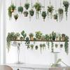 Green Potted Plant Wall Stickers for Living Room Hanging Potted Wall Decals Bedroom Home Wall Decoration Background